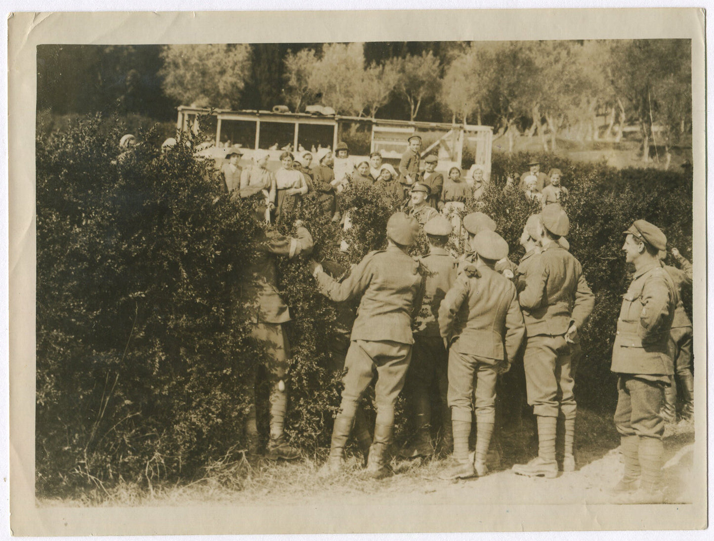 BRITISH TROOPS IN ITALIAN VILLAGE. WWI. (8X10 REPRINT)