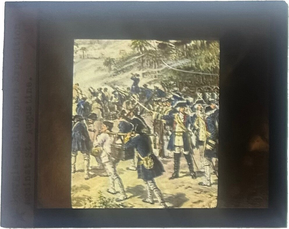 VINTAGE LANTERN SLIDE "Oglethorpes Expedition against St. Augustine" 3.25X4IN