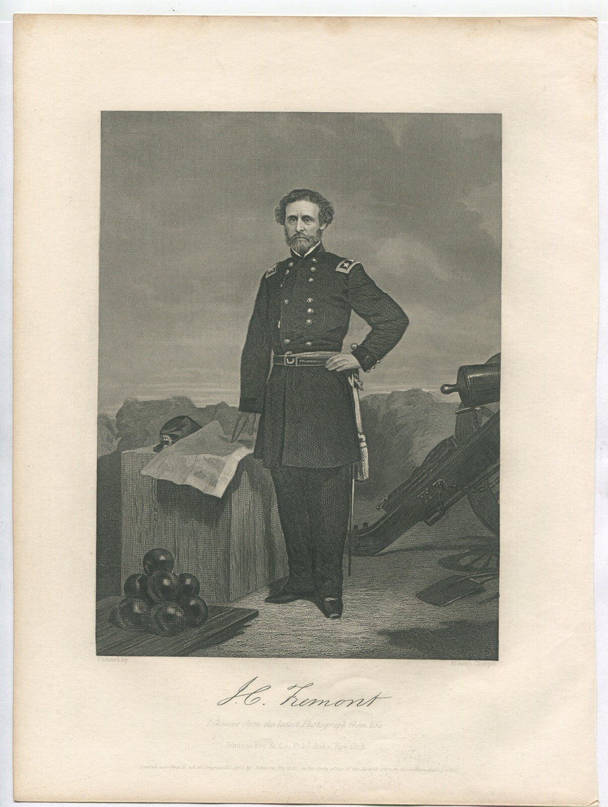 GEN. L.C. FREMONT,USA. LITHOGRAPH 10.75X8 INCHES.