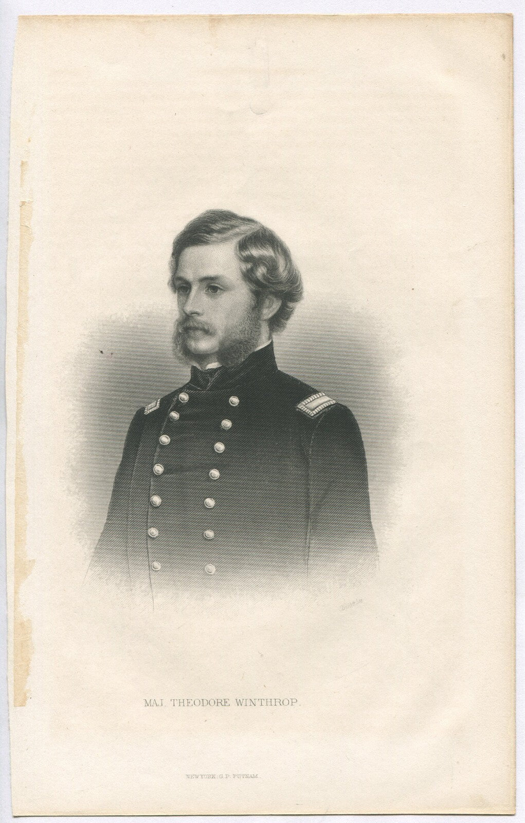 MAJ.THEODORE WINTHROP,USA. LITHOGRAPH 9.5X6 INCHES.