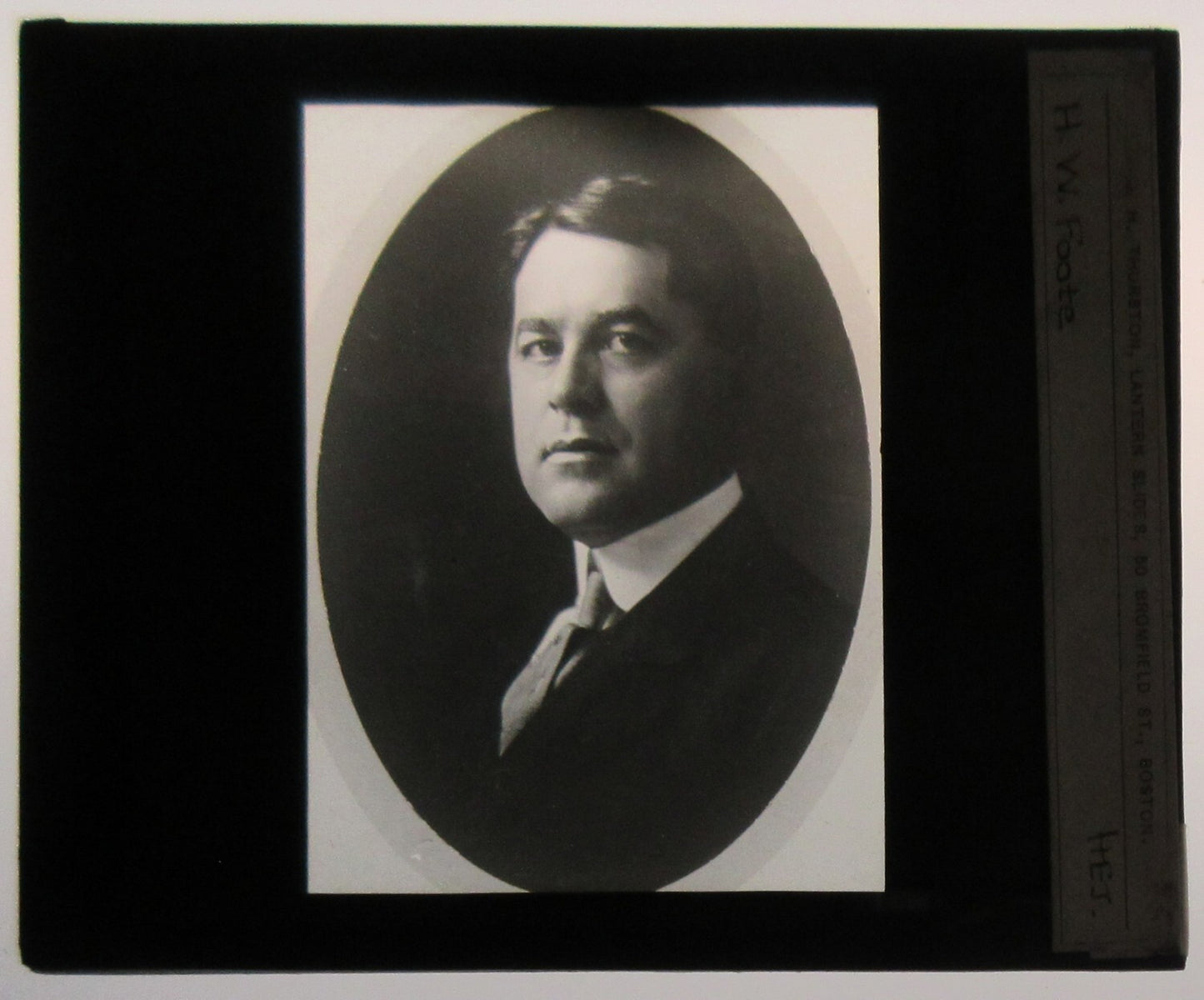 Vintage H.W. Foote Portrait Photo on Glass Lantern Slide, Original Old Photo 3.25x3.5 in