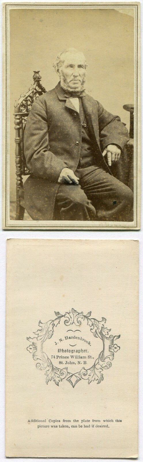THICK HANDED MAN W/CHIN BEARD. CDV. ST. JOHN, NEW BRUNSWICK, CANADA.