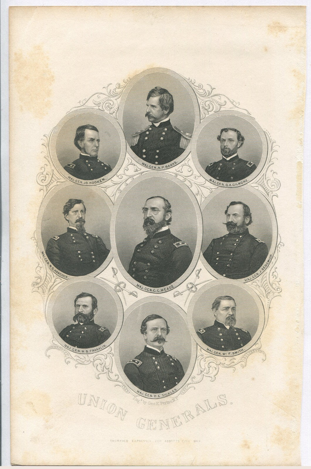 UNION GENERALS. LITHOGRAPH 9.5X6 INCHES.