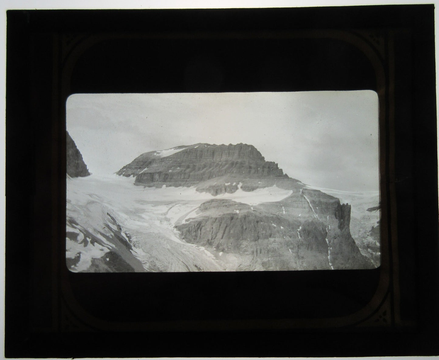 Vintage Lantern Slide: Mountain Summit Emerald Lake on Glass, Original Photo, 3.25x3.5 in, Shows Wear