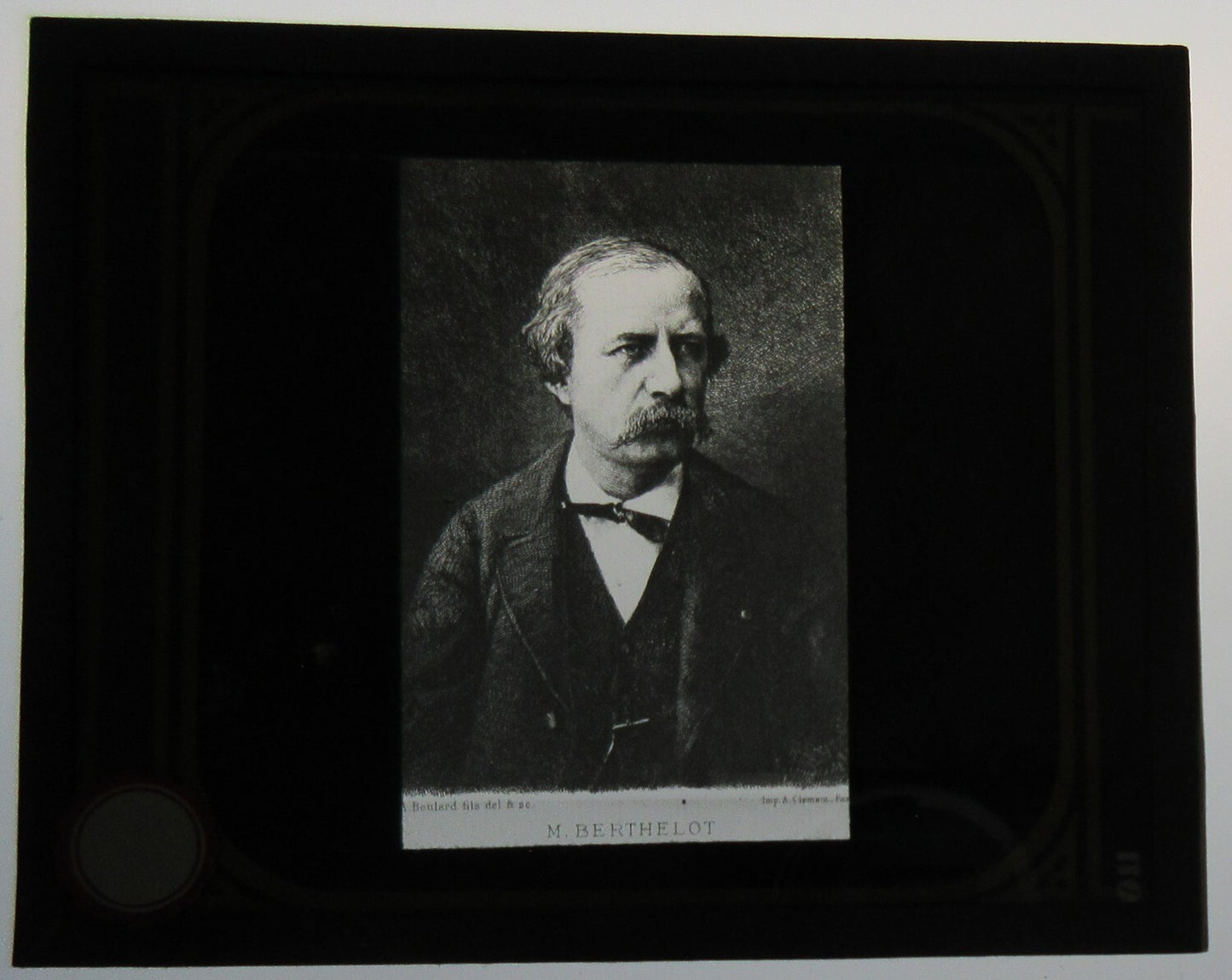 PIERRE M. BERTHELOT, PORTRAIT. PHOTO ON GLASS.