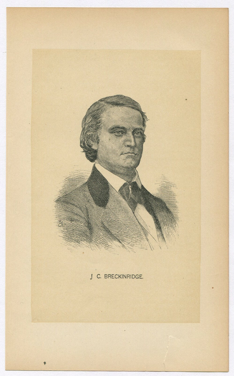 J.C. BRECKINRIDGE, CIVIL WAR ERA POLITICIAN. LITHOGRAPH 8.75X5.25 INCHES.