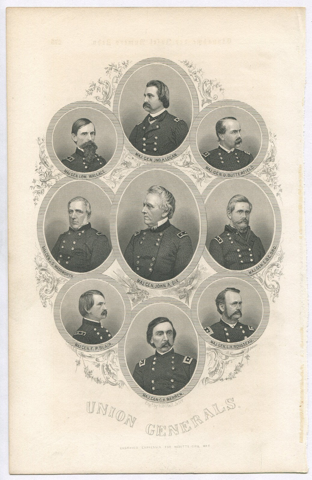 UNION GENERALS. LITHOGRAPH 9.5X6 INCHES.