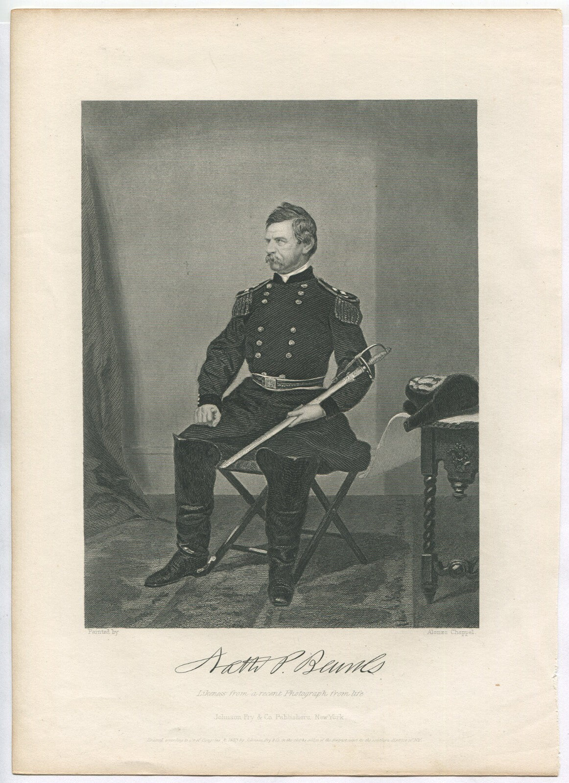 GEN.NATHANIEL P. BANKS,USA. LITHOGRAPH 10.75X7.75 INCHES.