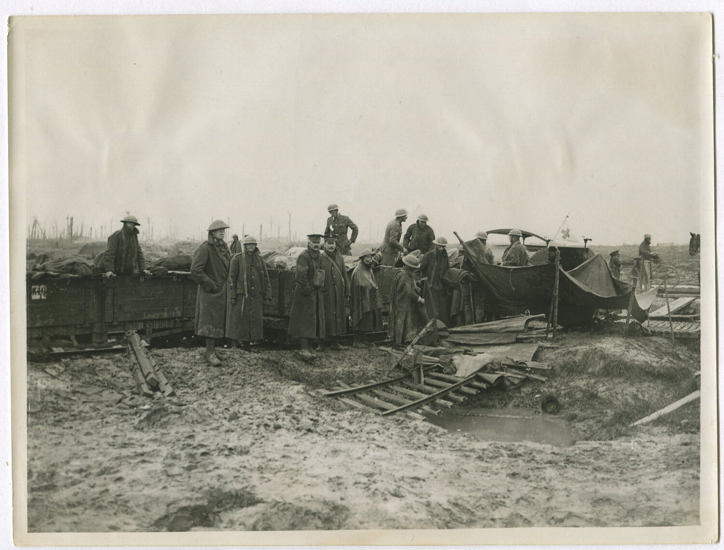 Vintage WWI Photo: Evacuation of Wounded British Troops by Rail, 8x10 Reprint - Western Front Wall Art
