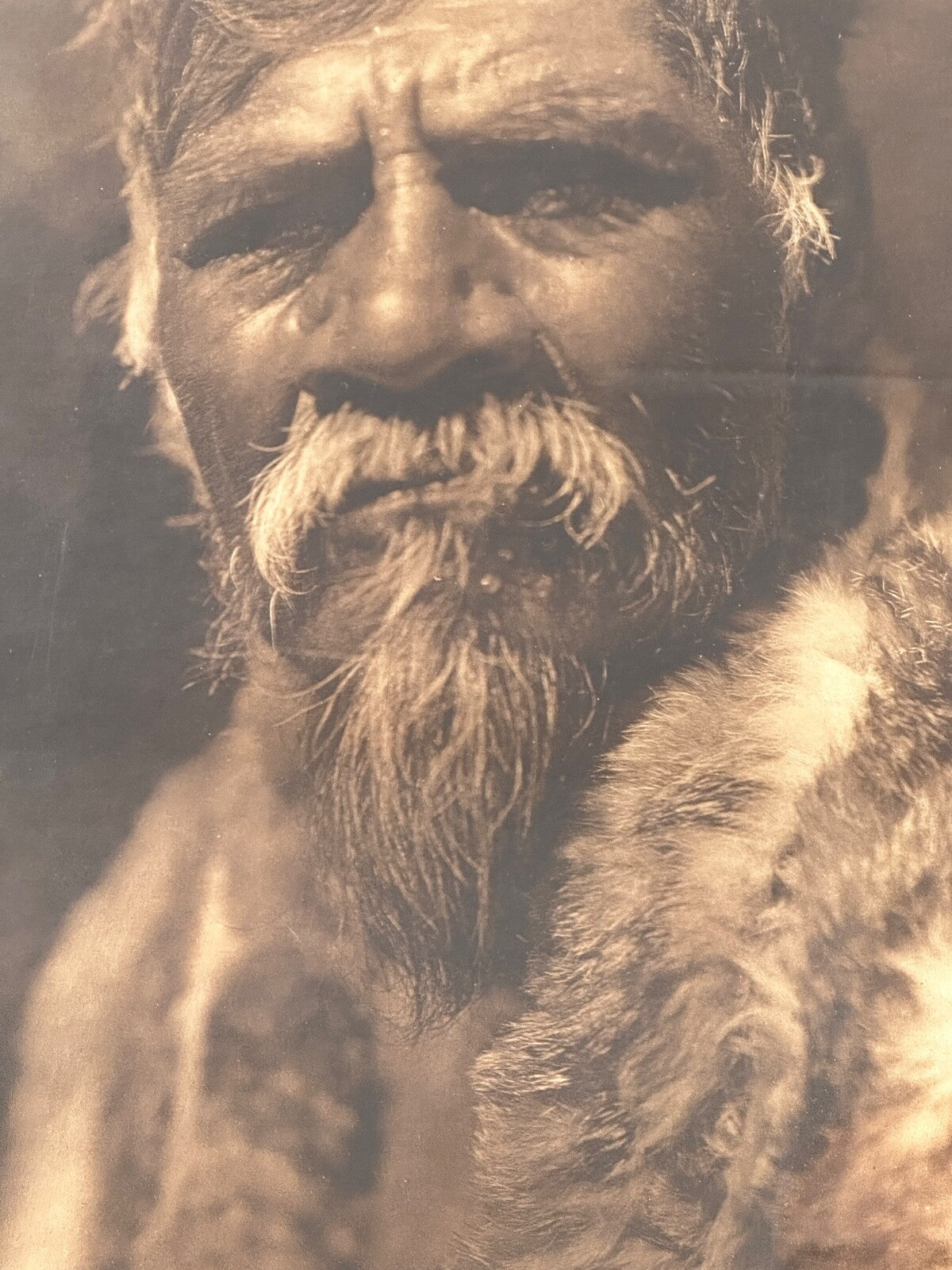 VINTAGE Framed Matted Photogravure by Edward Curtis: "Old Ukiah - Pomo" 1924