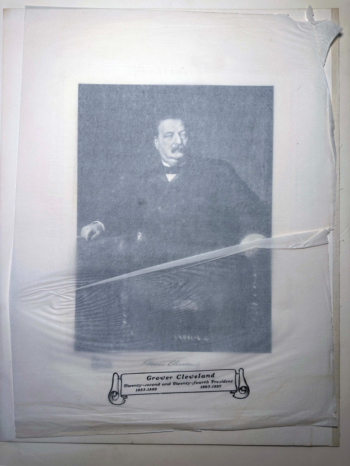 VINTAGE PHOTOGRAVURE OF PRESIDENT GROVER CLEVELAND OFFICIAL WHITE HOUSE GALLERY