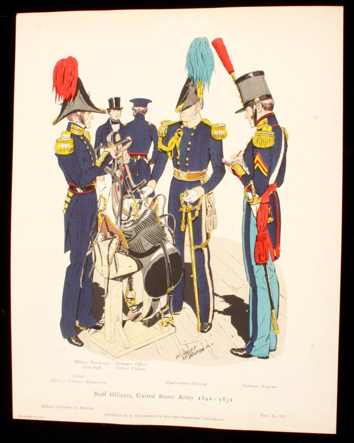 Staff Officers United States Army 1841-1851 Illustration 11x14