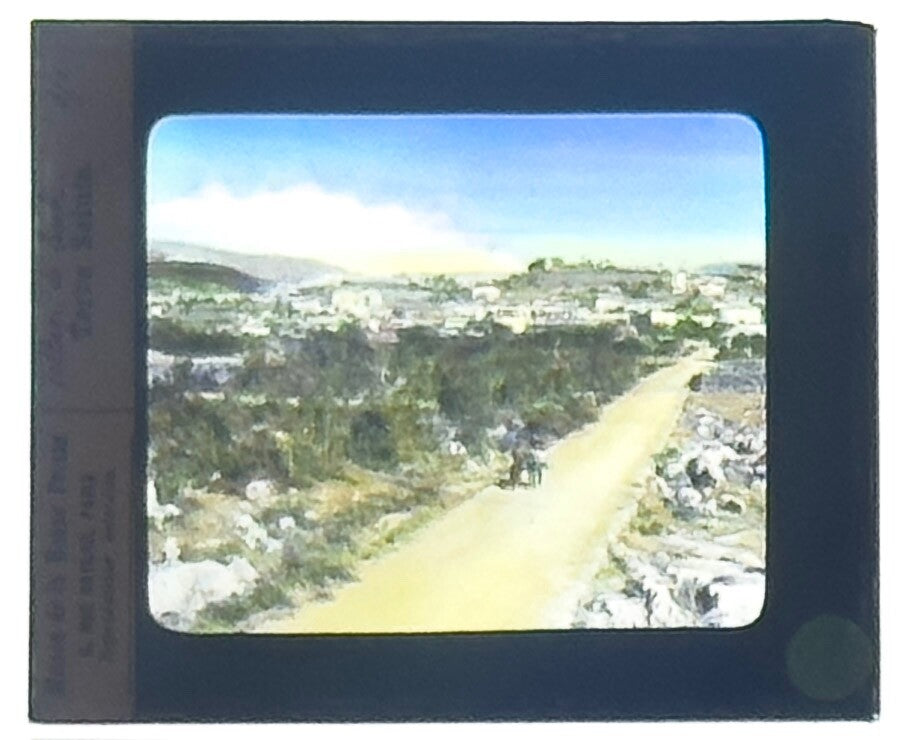 VINTAGE LANTERN SLIDE "Terre Sainte" 3.25X4IN