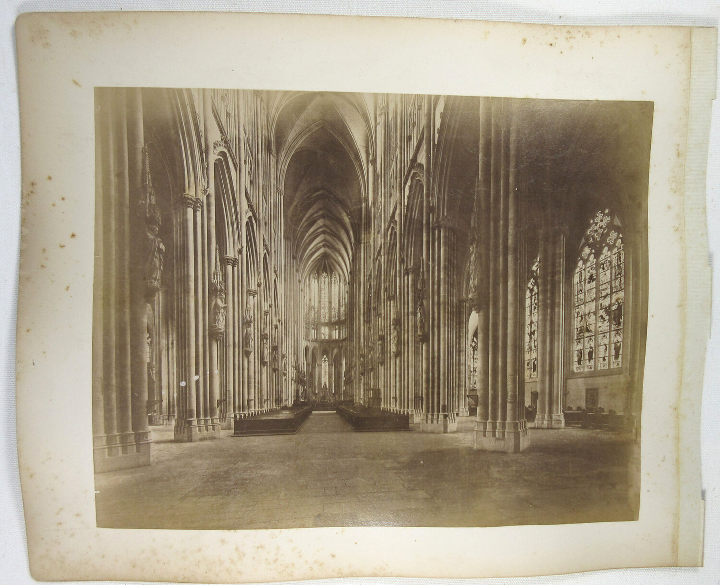 CATHEDRAL INTERIOR/ENTRANCE EXTERIOR. 8X10 ALBUMEN ON BOTH SIDES OF 11X13.5 PAGE