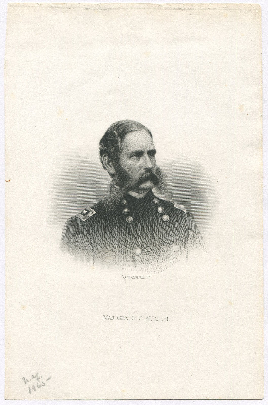 MAJ.GEN.C.C.AUGUR,USA. LITHOGRAPH 9.5X6.25 INCHES.