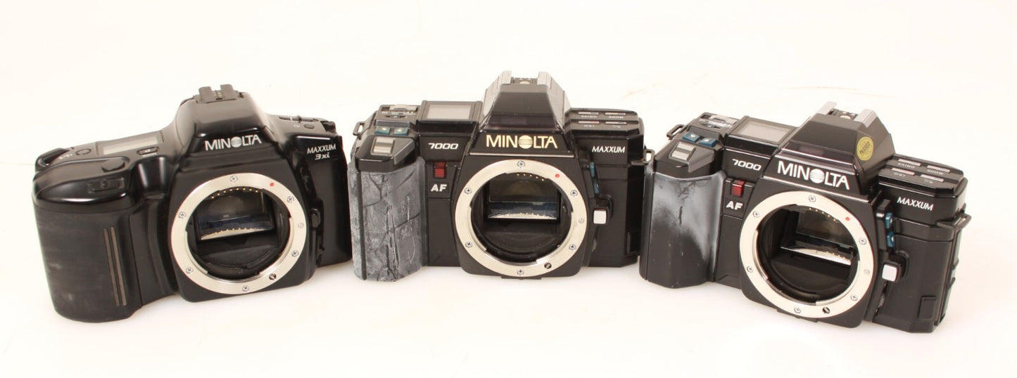 Vintage Minolta SLR Body Camera Lot of 3 - AS IS/PARTS