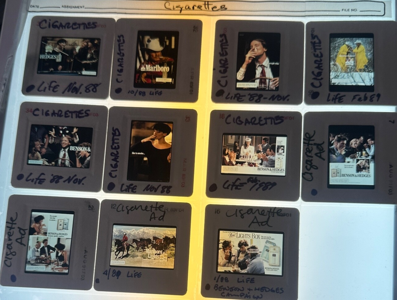 Vintage 1980s Cigarette Ads 35mm Slides - Lot of 11 for Wall Art, Lightbox Display, Photography Props