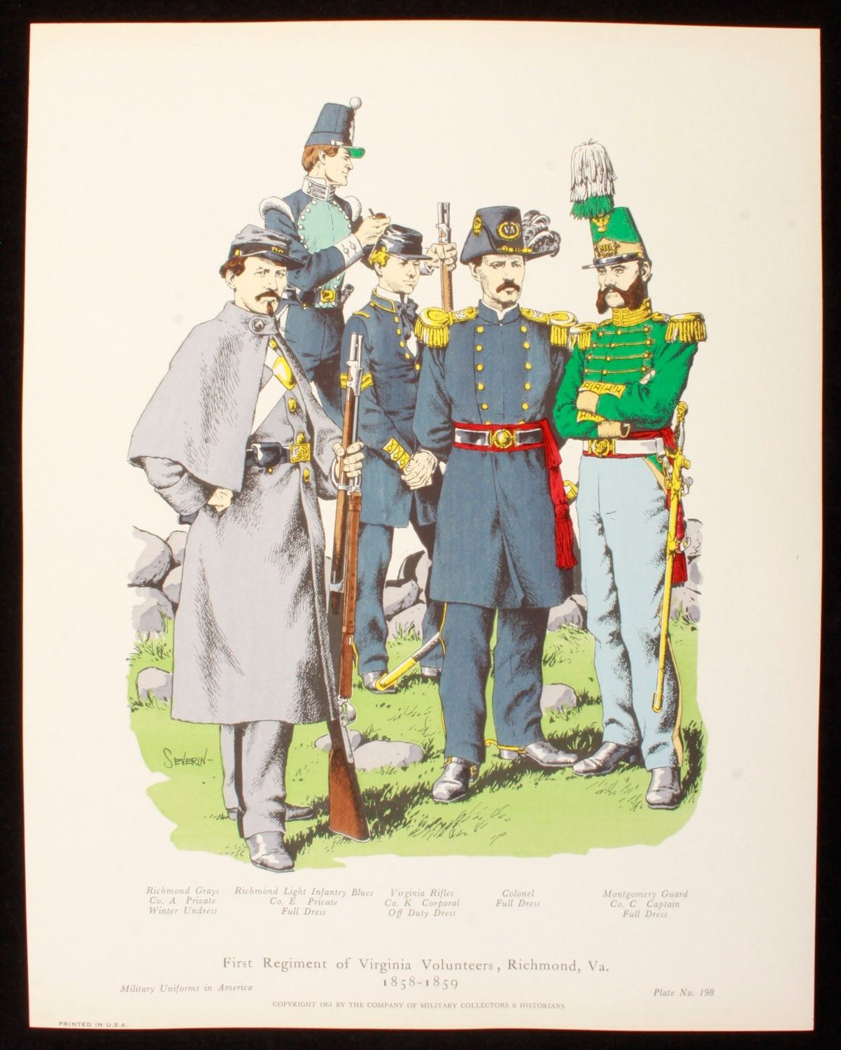 First Regiment of Virginia Volunteers Richmond, Va 1858-1859 Illustration 11x14