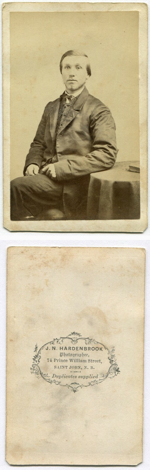 YOUNG MAN W/ A WHISPER OF A BEARD. CDV. ST. JOHN, NEW BRUNSWICK, CANADA.