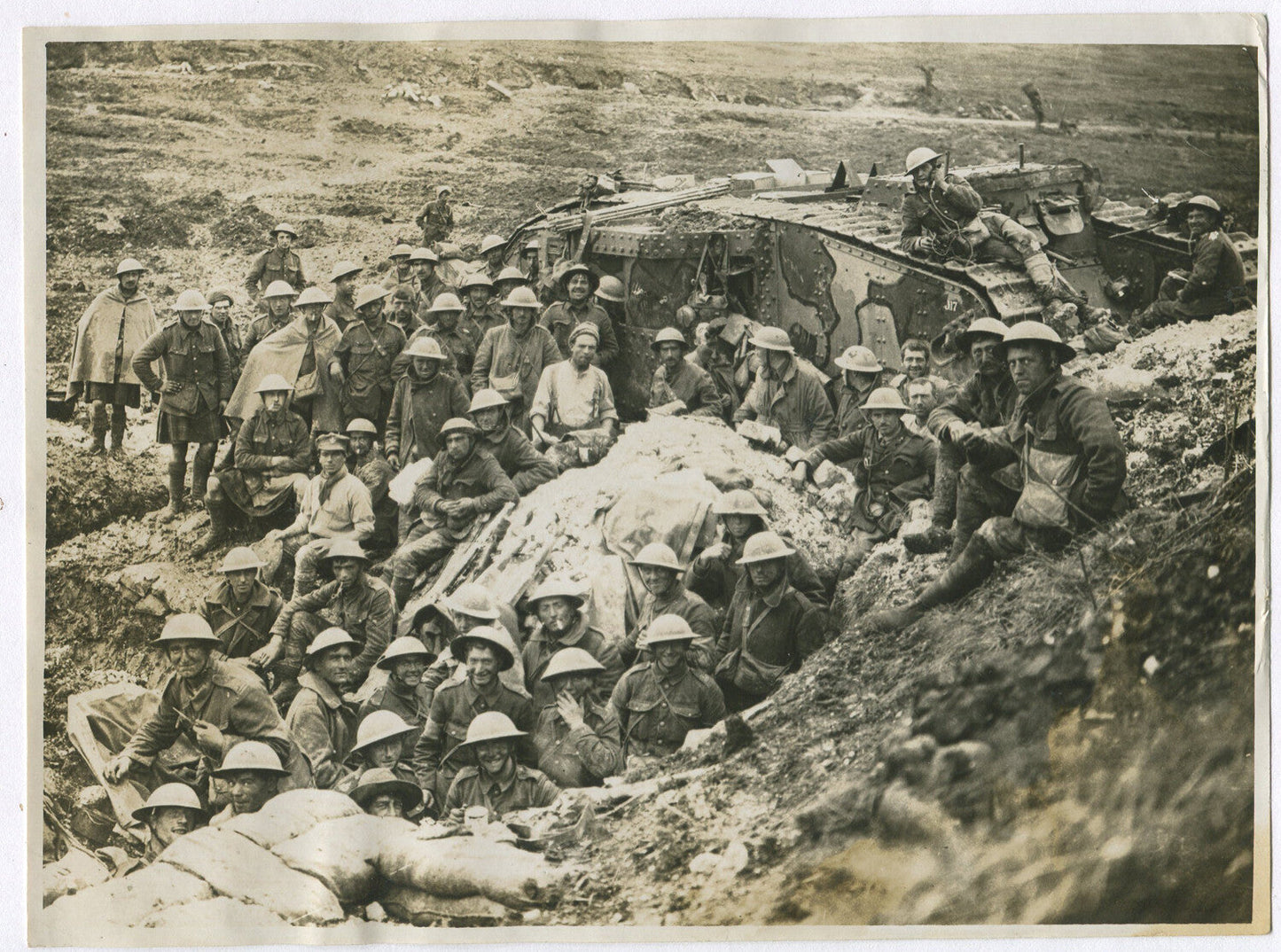 Vintage WWI British Tank Unit on the Flanders Front 8x10 Photo Reprint - Western