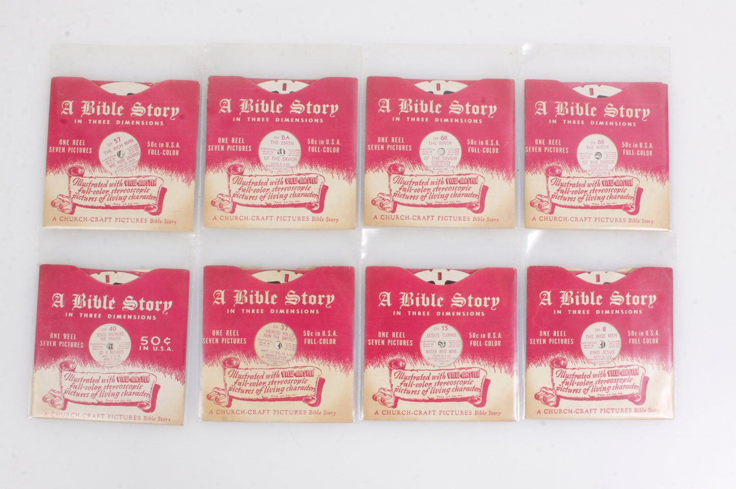 Set of 8 View Master Reel, The Bible Story, Herod, Water into Wine, and More