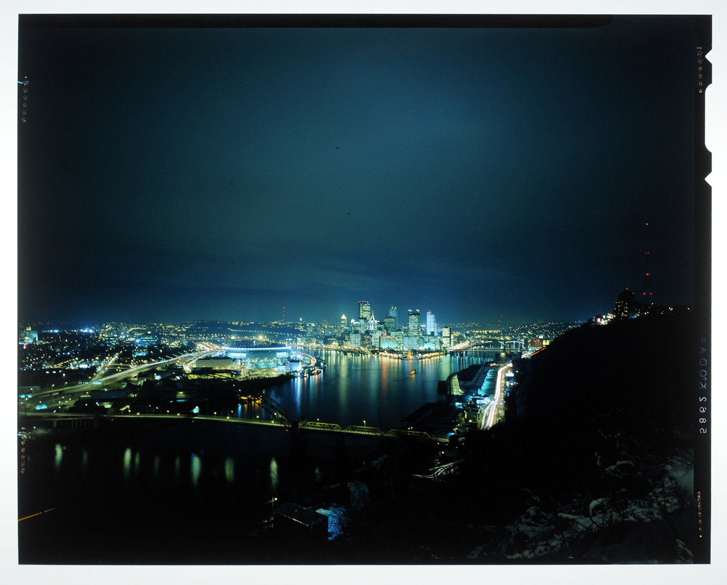 8x10 REPRINT of Pittsburgh Skyline at Night from Mount Washington