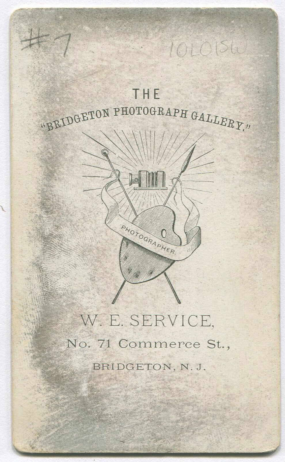 MAN W/BOLD MUSTACHE AND SOUL PATCH. CDV. BRIDGETON, N.J.