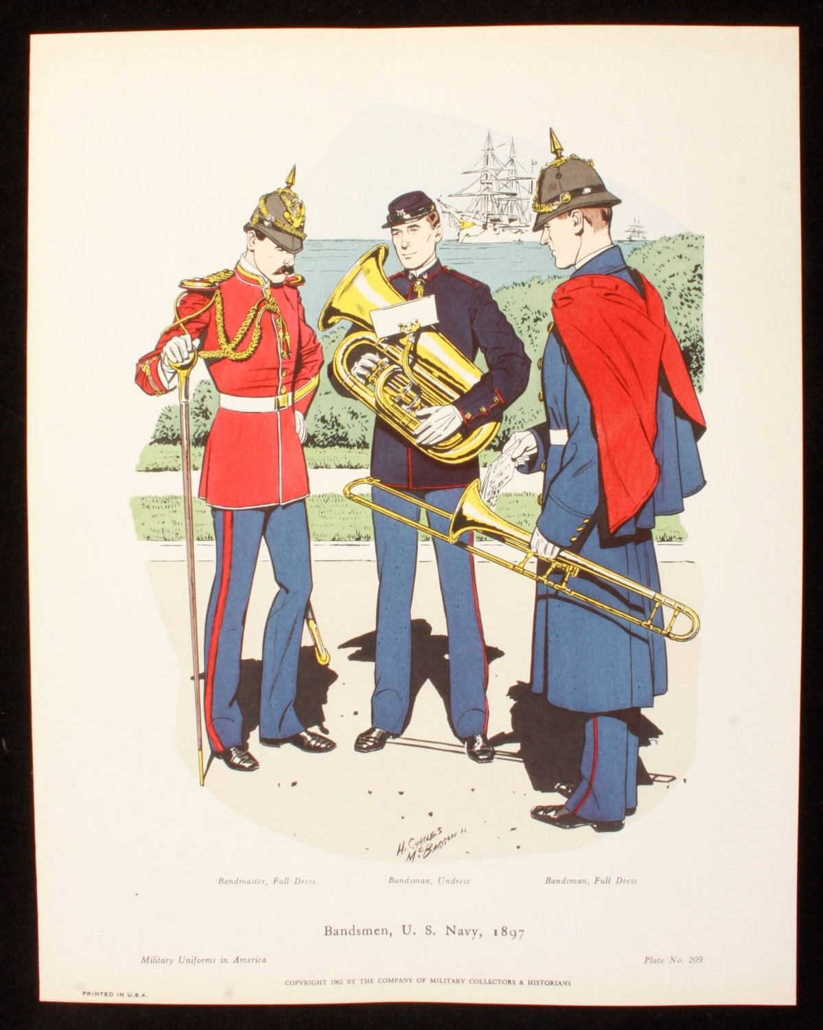 Bandsmen U.S. Navy 1897 Illustration 11x14