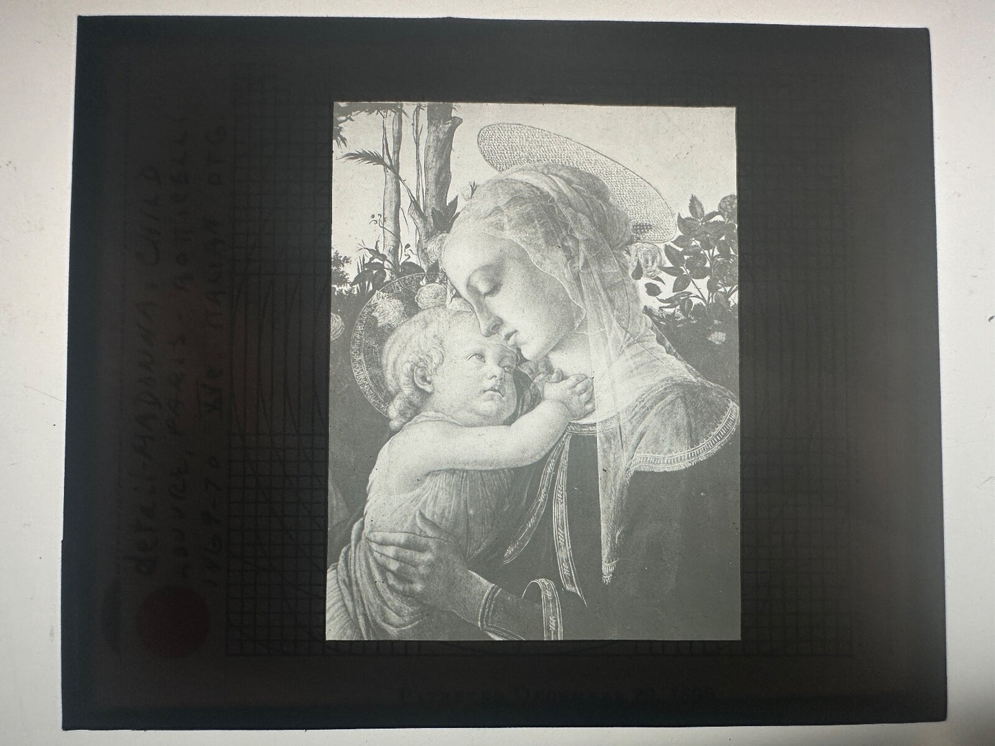 Vintage Lantern Slide: Madonna and Child / Detail/ Louvre Paris by Bottecelli