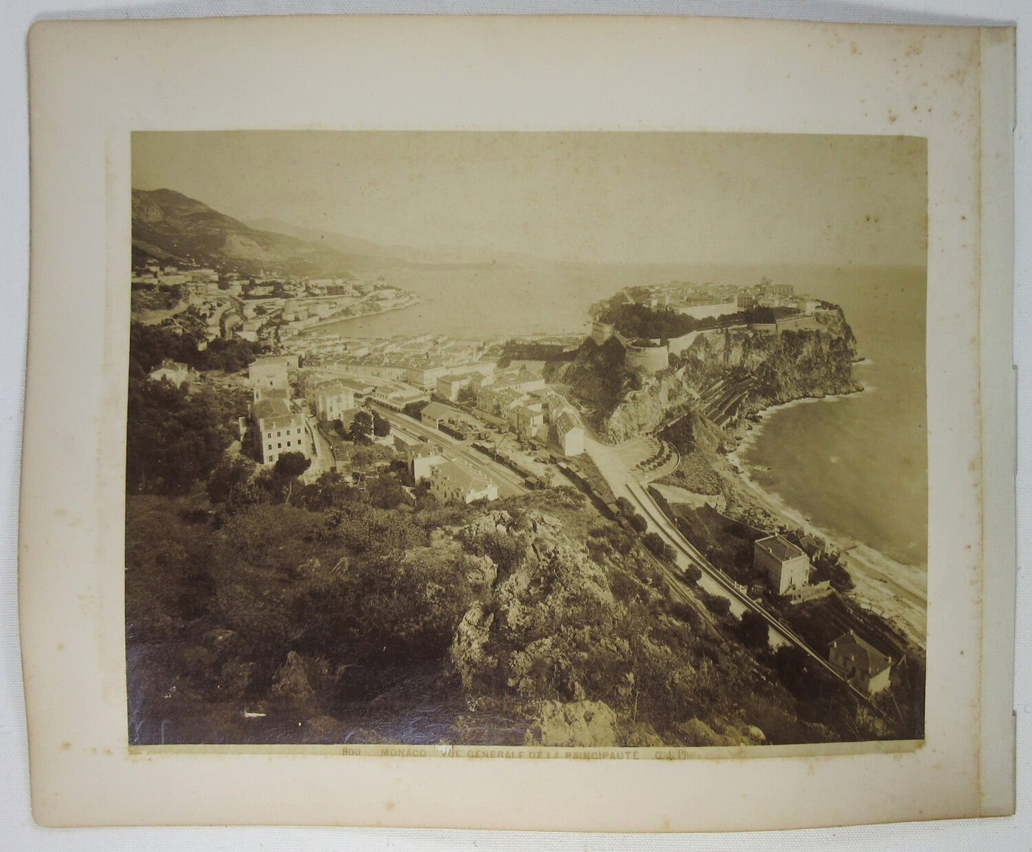 VIEWS OF MONACO/MONTE CARLO. 8X10 ALBUMEN ON BOTH SIDES OF 11X13.5 ALBUM PAGE.