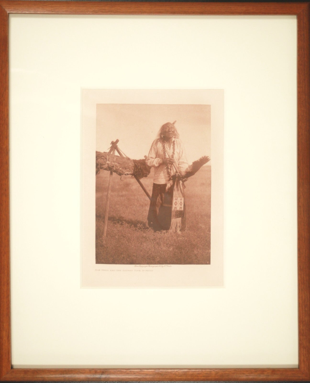 Framed Photogravure ELK HEAD IN THE SACRED PIPE BUNDLE Edward S. Curtis 1907