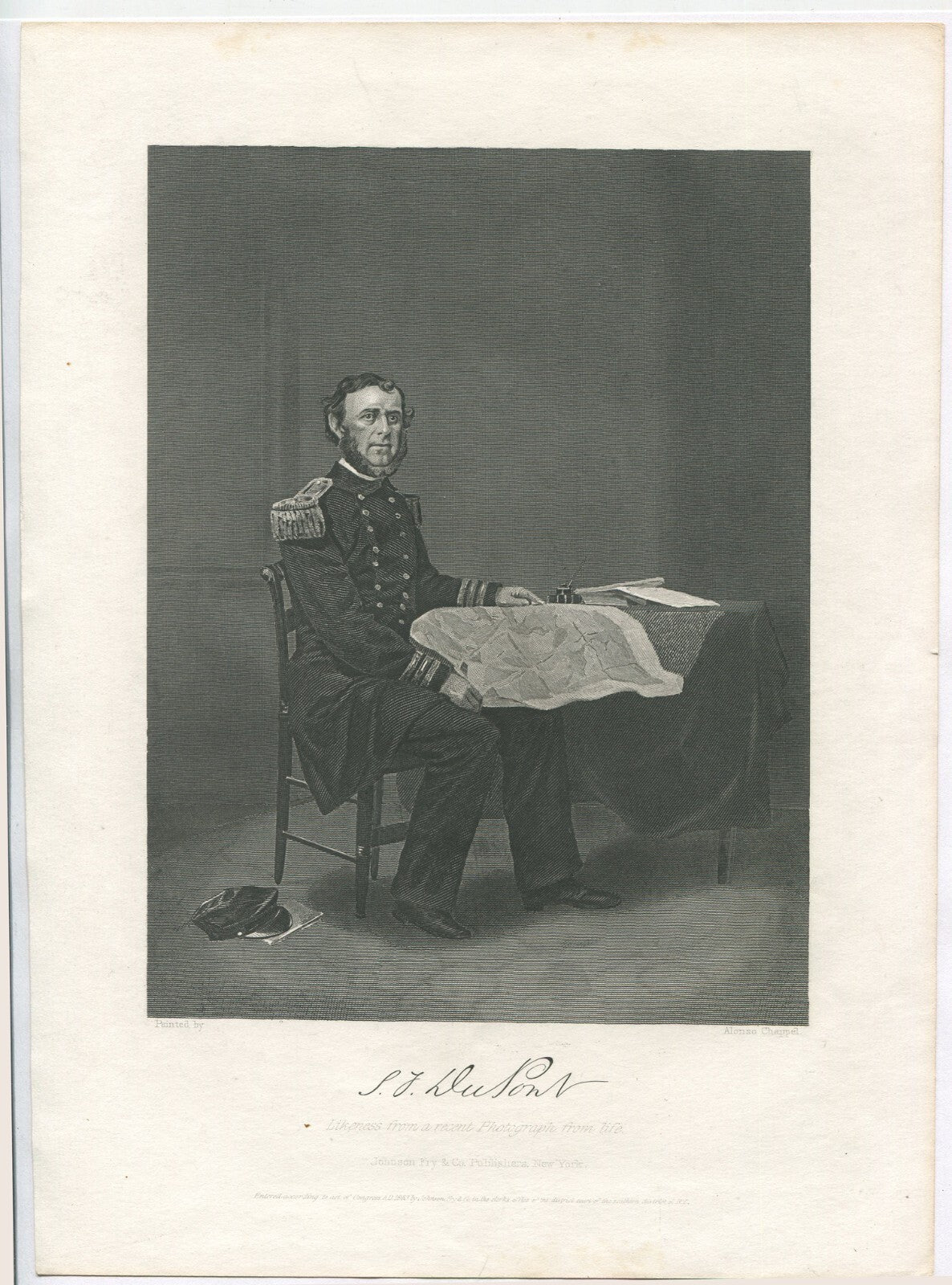 REAR ADMIRAL S.F.DUPONT,USN, USA. LITHOGRAPH 10.75X7.75 INCHES.