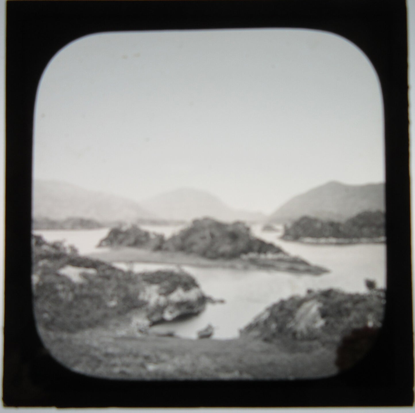 Vintage Magic Lantern Slide: Upper Lake, Ireland - Original Photo, 3.25 x 3.5 in, light wear