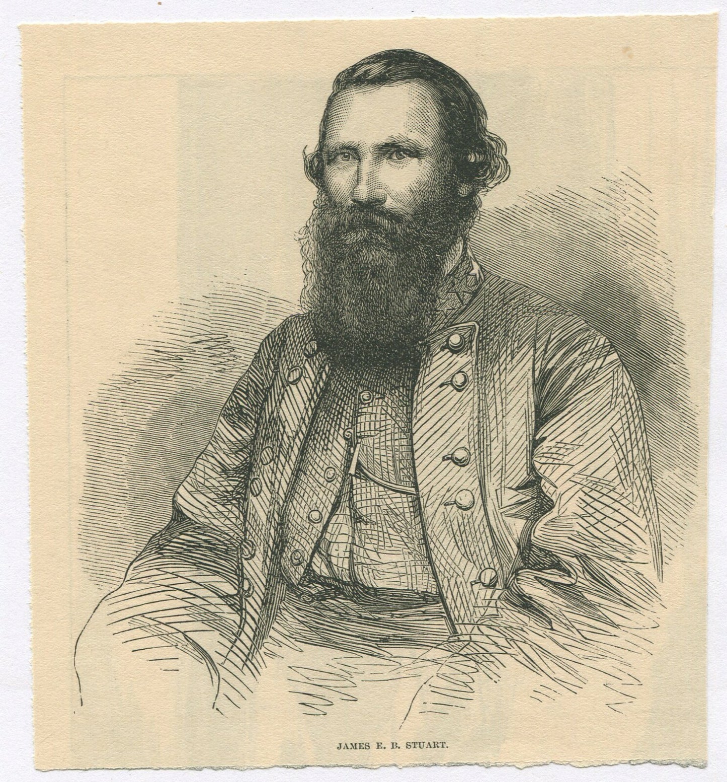 GEN. J.E.B. STUART, CSA. NEWSPRINT LITHOGRAPH 5X5 INCHES.