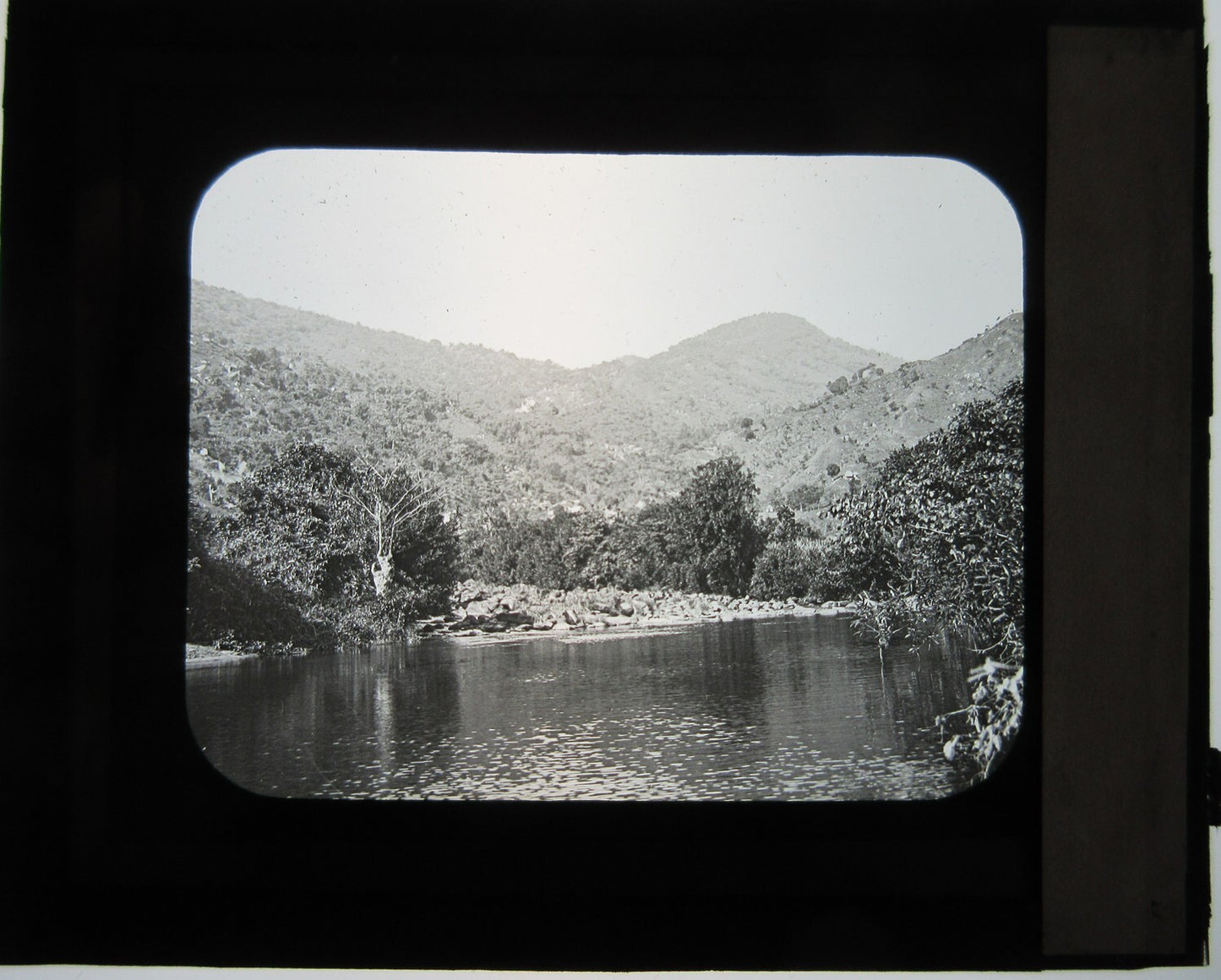 Vintage Mountain River Lantern Slide – Original glass photo on lantern slide, 3.25x3.5 in, shows wear