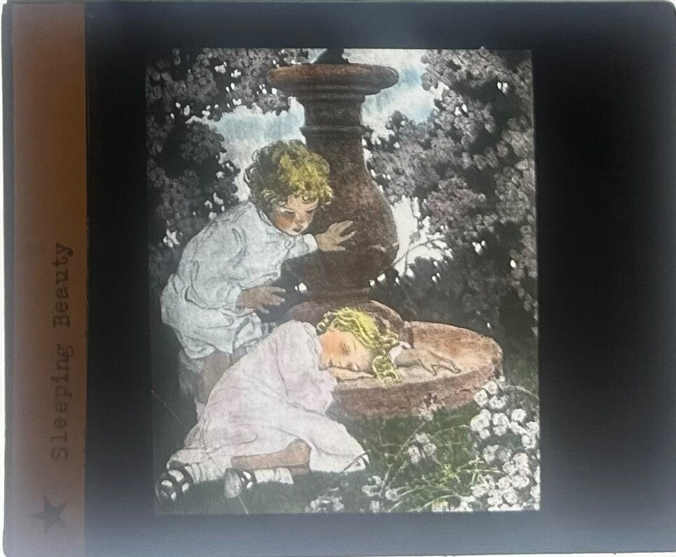 VINTAGE LANTERN SLIDE "Sleeping Beauty" by Jessie Willcox Smith 3.25X4IN