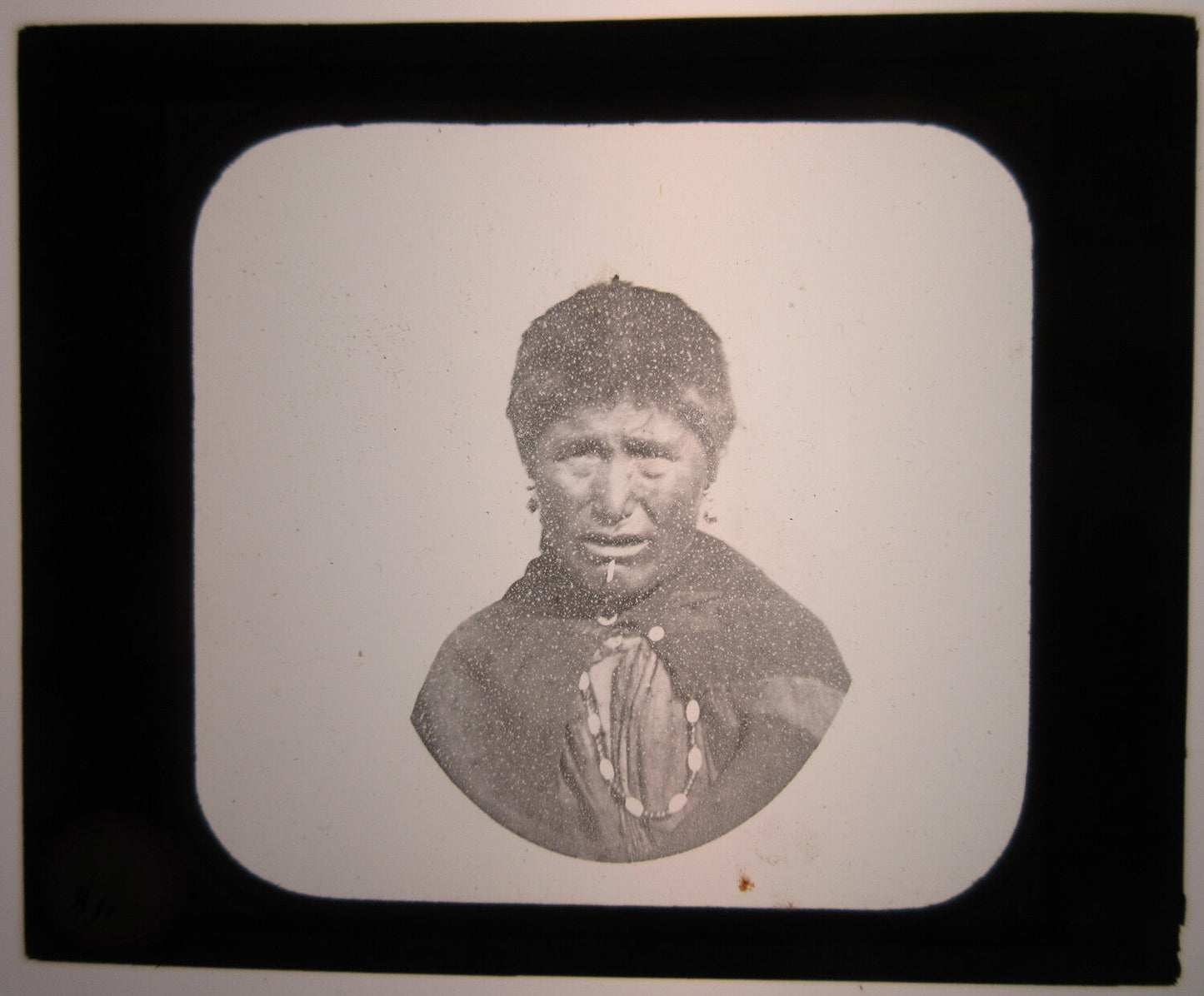 Vintage Native American Woman with Labret Lantern Slide, 1890s Portrait, Original Photo