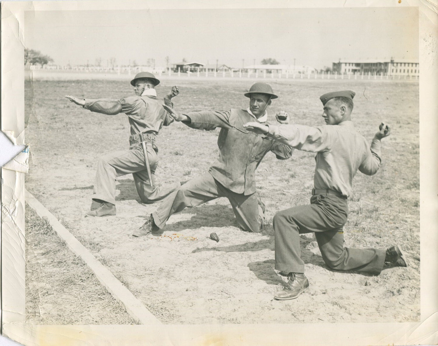 U.S. SOLDIERS, HATFIELD AND La PORT (McCOY) THROW GRENADES. WWII.(8X10 REPRINT)