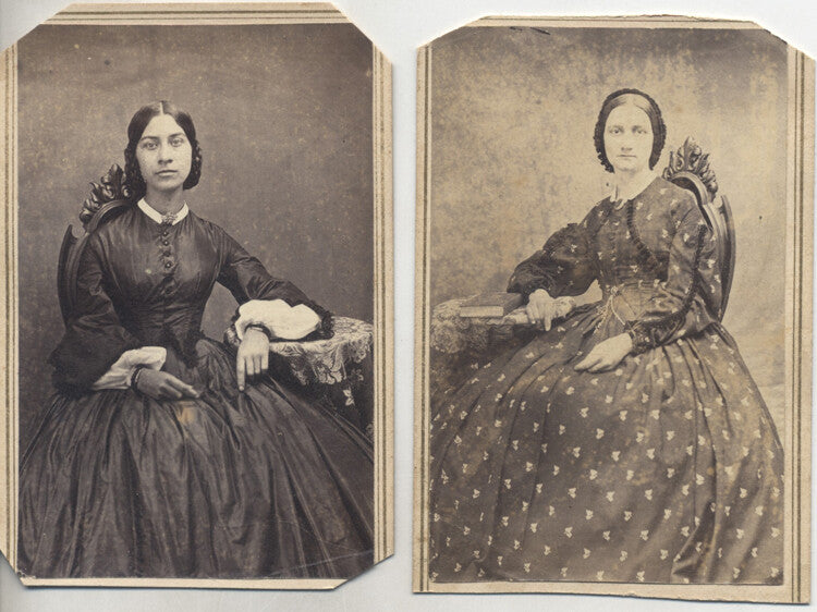 CIVIL WAR ERA WOMAN IN BEAUTIFUL LARGE DRESSES - SET OF TWO