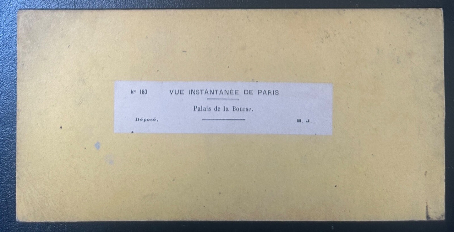Vintage Paris Stereoview Card 3.5x7in - Palais de la Bourse View, Collectible