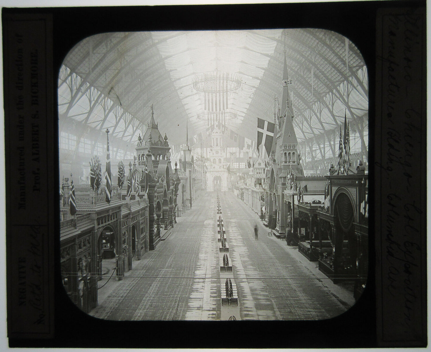 Vintage Columbian Exposition Chicago Lantern Slide - Original Photo, 3.25x3.5in, Glass Crack, Wear
