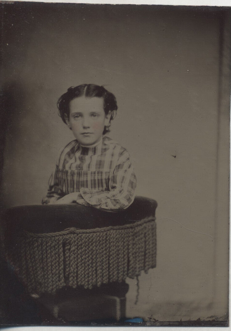 TINTYPE OF LITTLE GIRL W/ RED TINTED CHEEKS