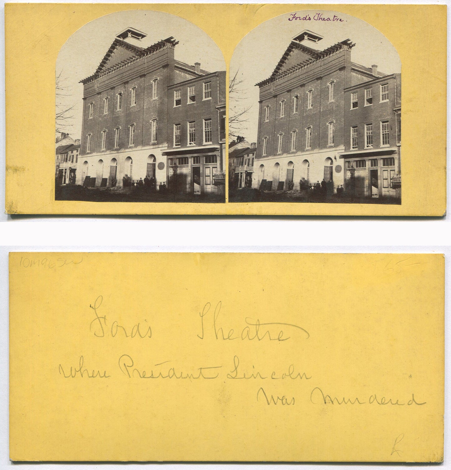 Vintage Civil War Stereoview Ford's Theatre - Sharp Photo, Original Wear, Collectible