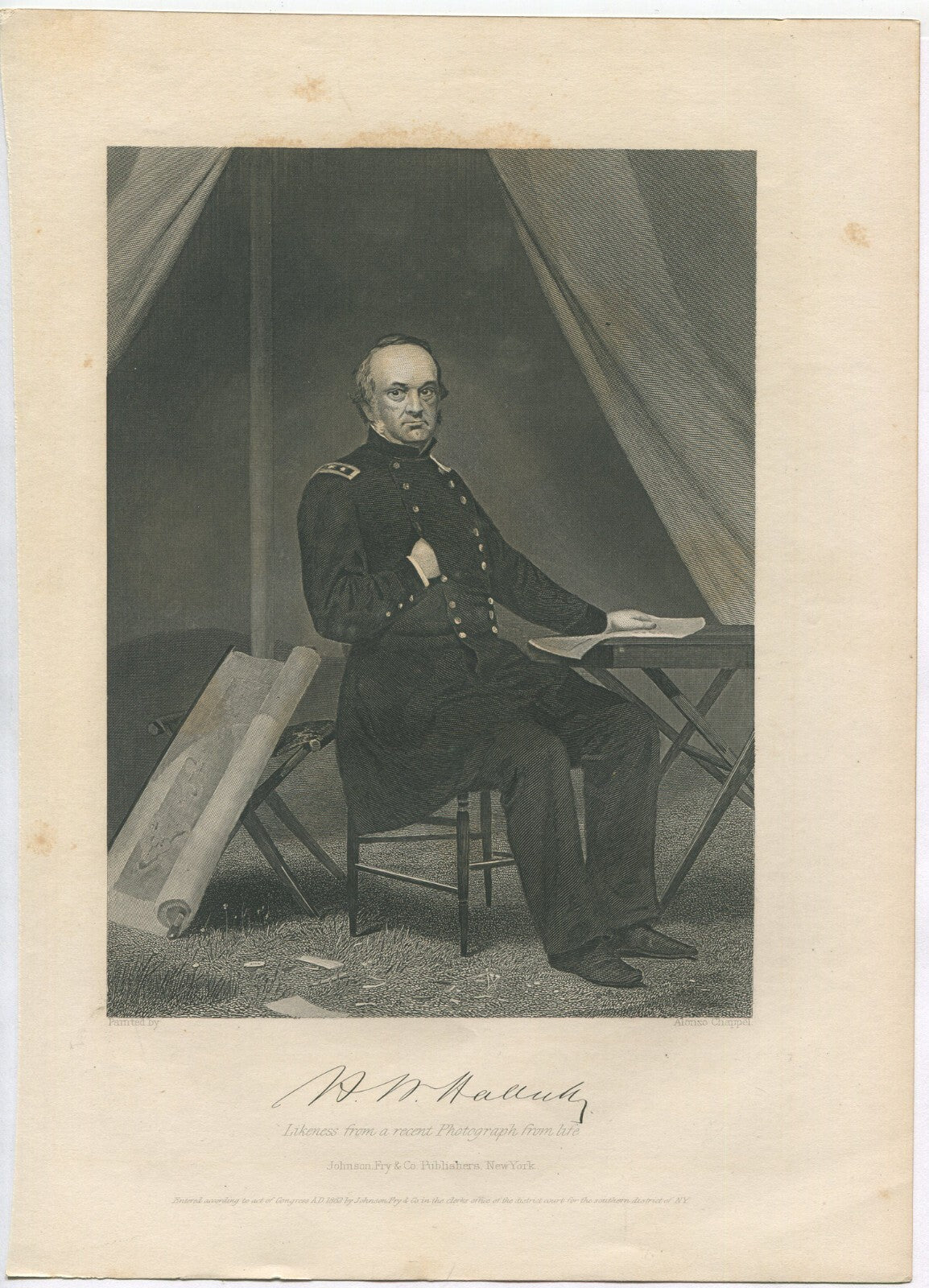 CIVIL WAR GENERAL, USA. LITHOGRAPH 11X8 INCHES.