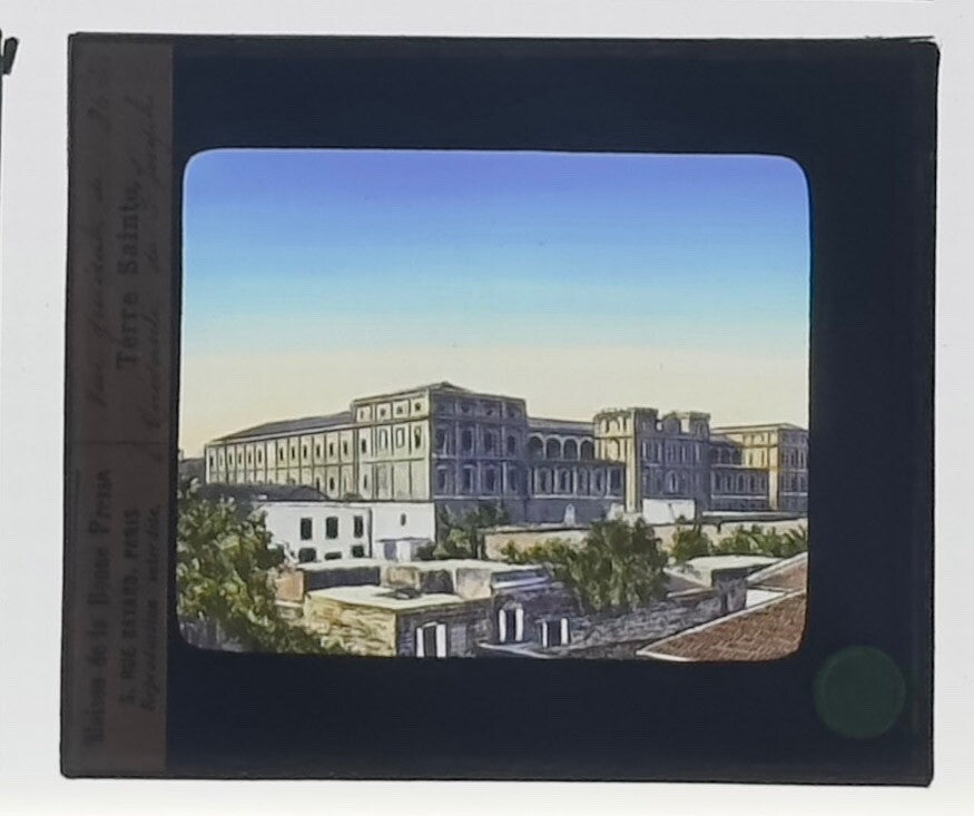 VINTAGE LANTERN SLIDE "Terre Sainte" 3.25X4IN