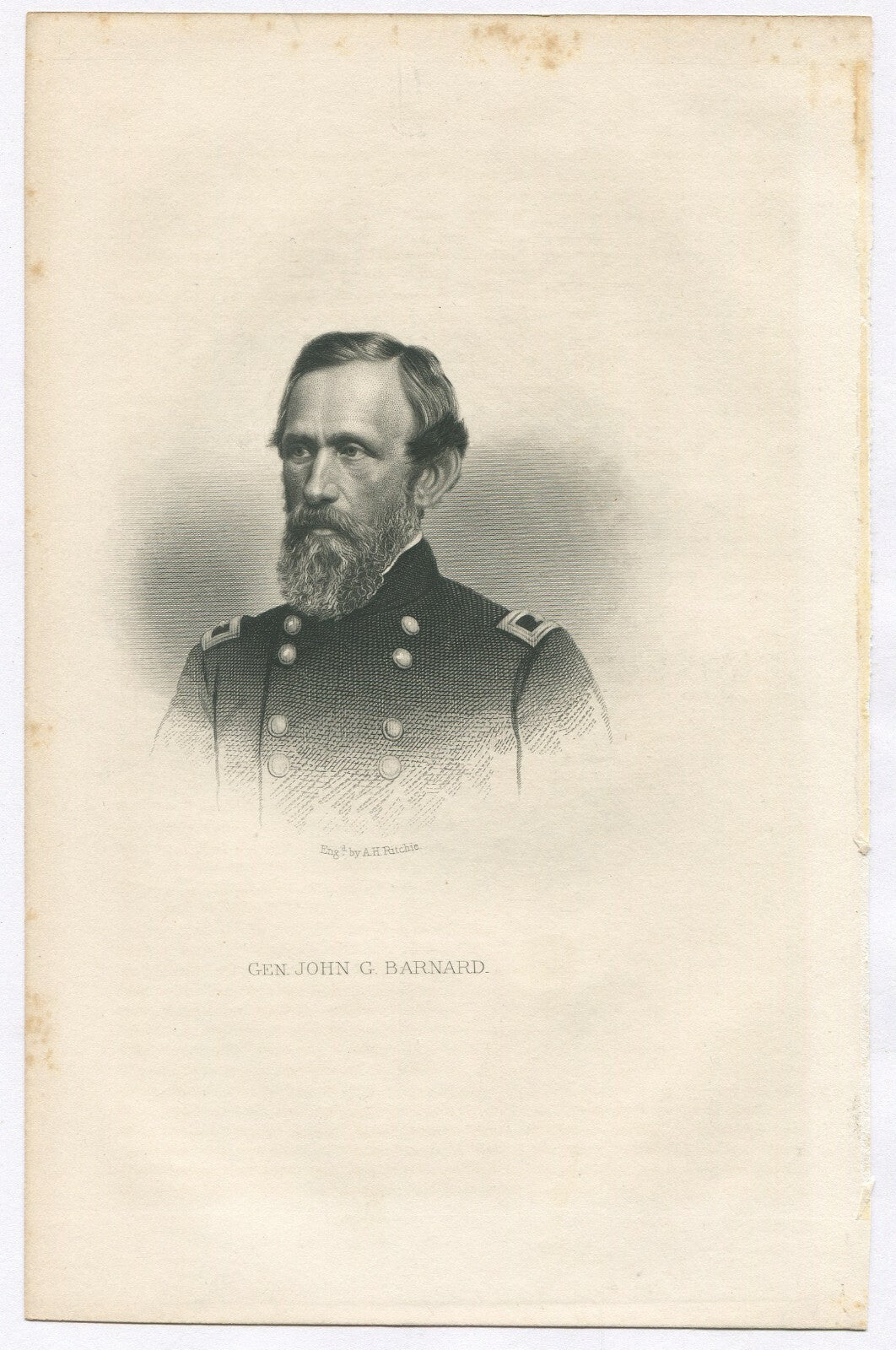 GEN.JOHN BARNARD,USA. LITHOGRAPH 9.5X6 INCHES.