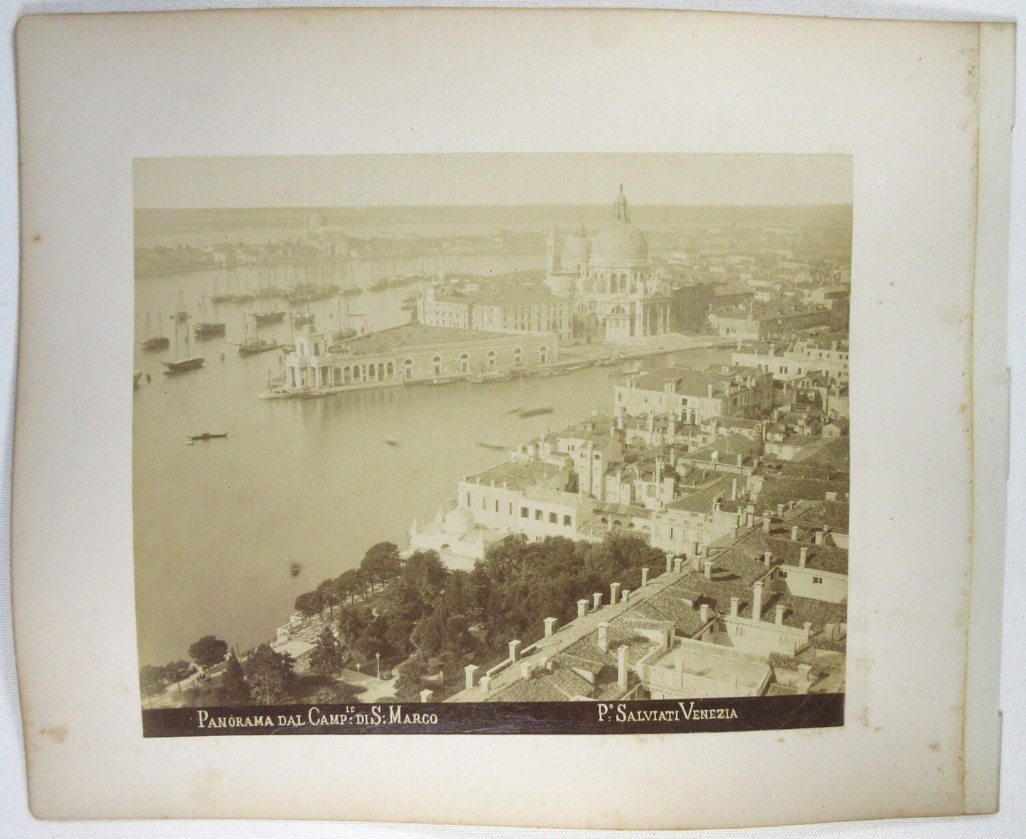 VIEW OF SAN MARCO/GONDOLA, 8X10 ALBUMEN ON BOTH SIDES OF 11X13.5 ALBUM PAGE.