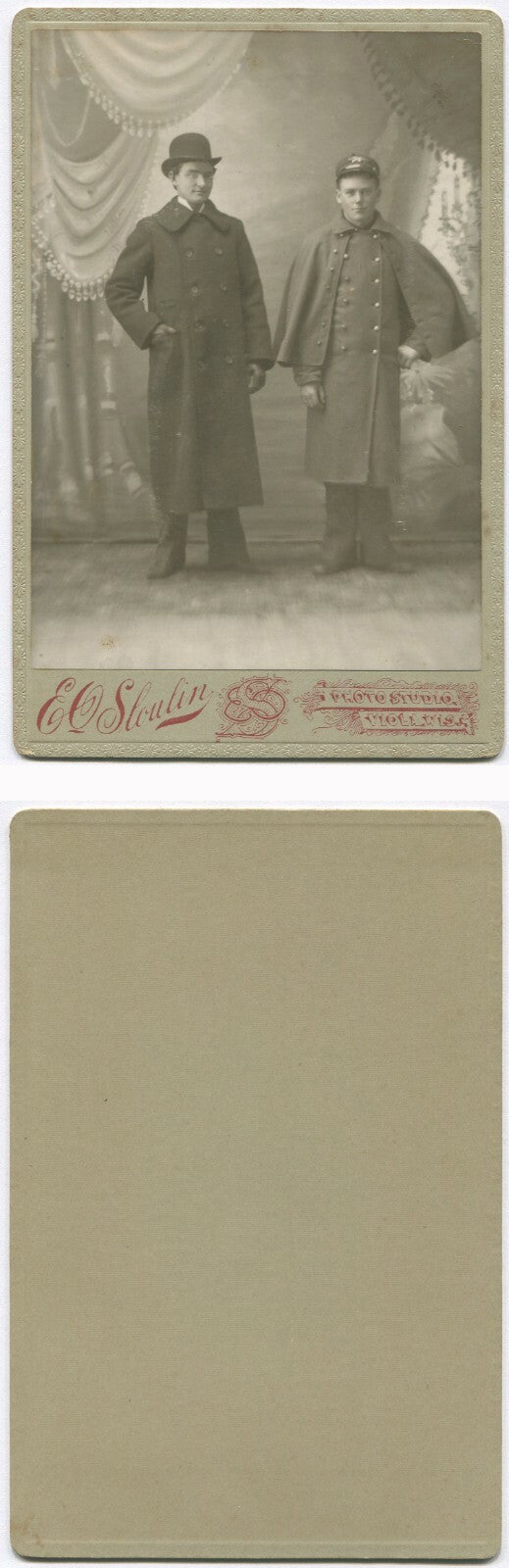 POLICEMAN & TALL DETECTIVE. CABINET CARD. VIOLA, WIS.