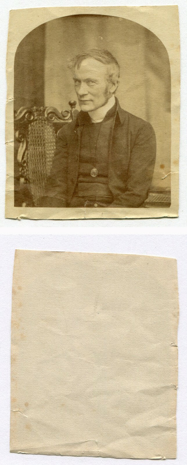 Vintage albumen photo Rev. John Craig portrait, unmounted 3x2.5 in, original authentic old photo with wear