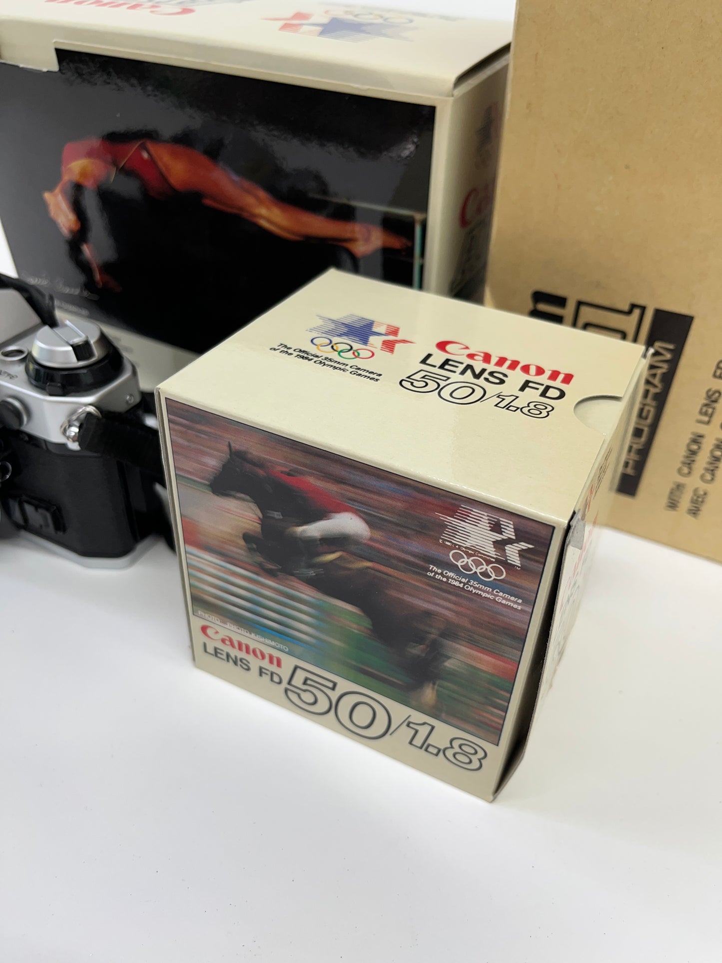 Canon AE-1 Program and 50/1.8 Lens Boxed 1984 Olympic NOS